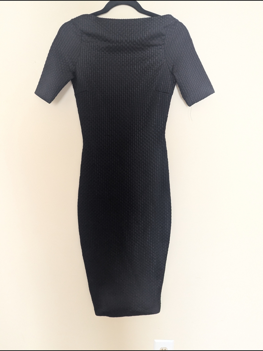 Zara Black Textured Midi Sheath Dress